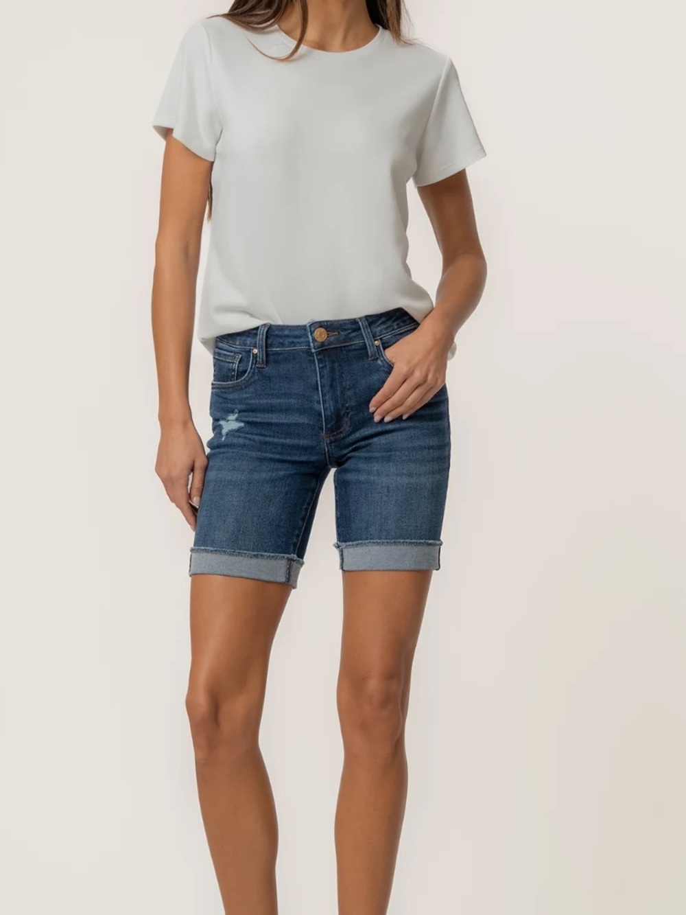 Kut From The Cloth Catherine Boyfriend Denim Jean Shorts Size 10 Stretch Cotton